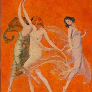 Three Beautiful Art Deco Fairies Dancing 1920's
